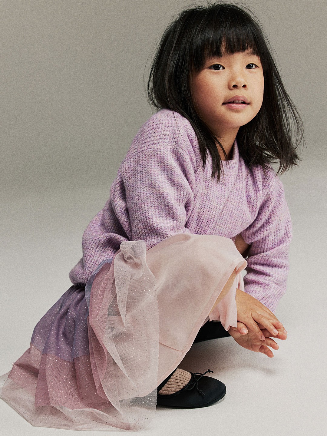 

H&M Girls Round Neck Jumper, Purple
