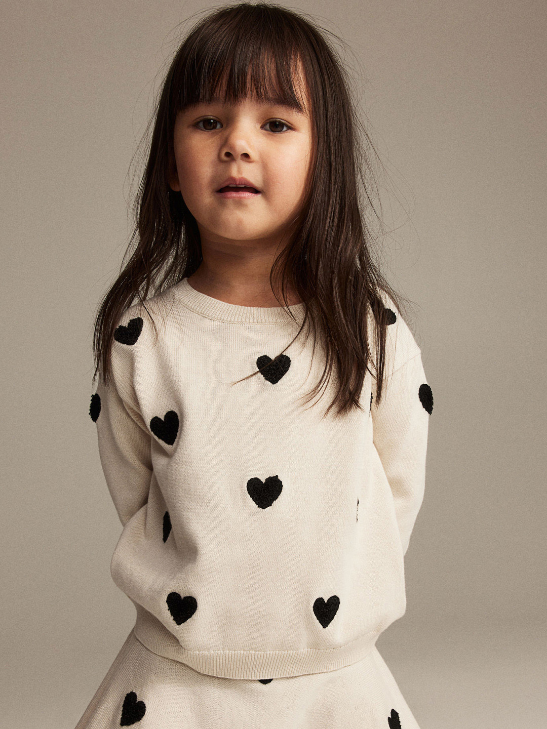 

H&M Girls 2-Piece Fine-Knit Cotton Set, Beige