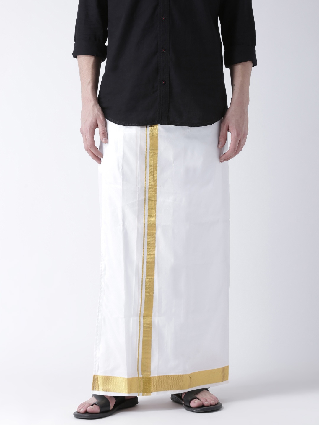 

Sethukrishna Men Double Layer Readymade Dhoti With Pocket, White