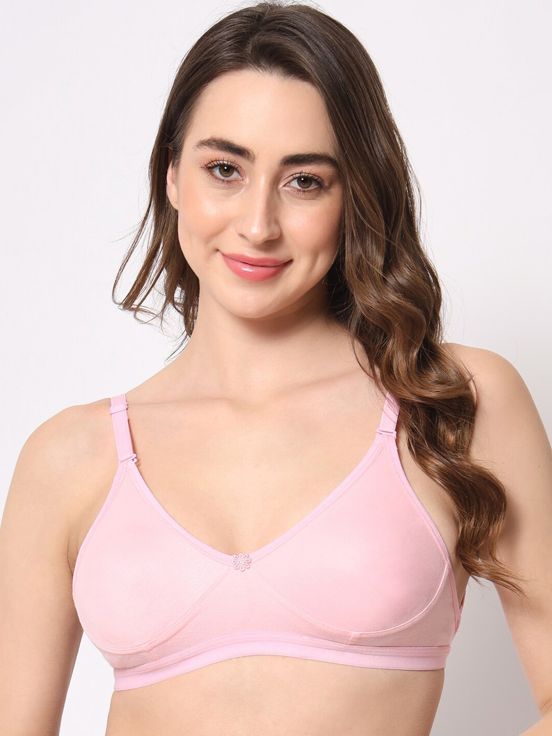 

BEWILD Full Coverage Non Padded Cotton Rapid-Dry Everyday Bra With Moisture Wicking, Pink