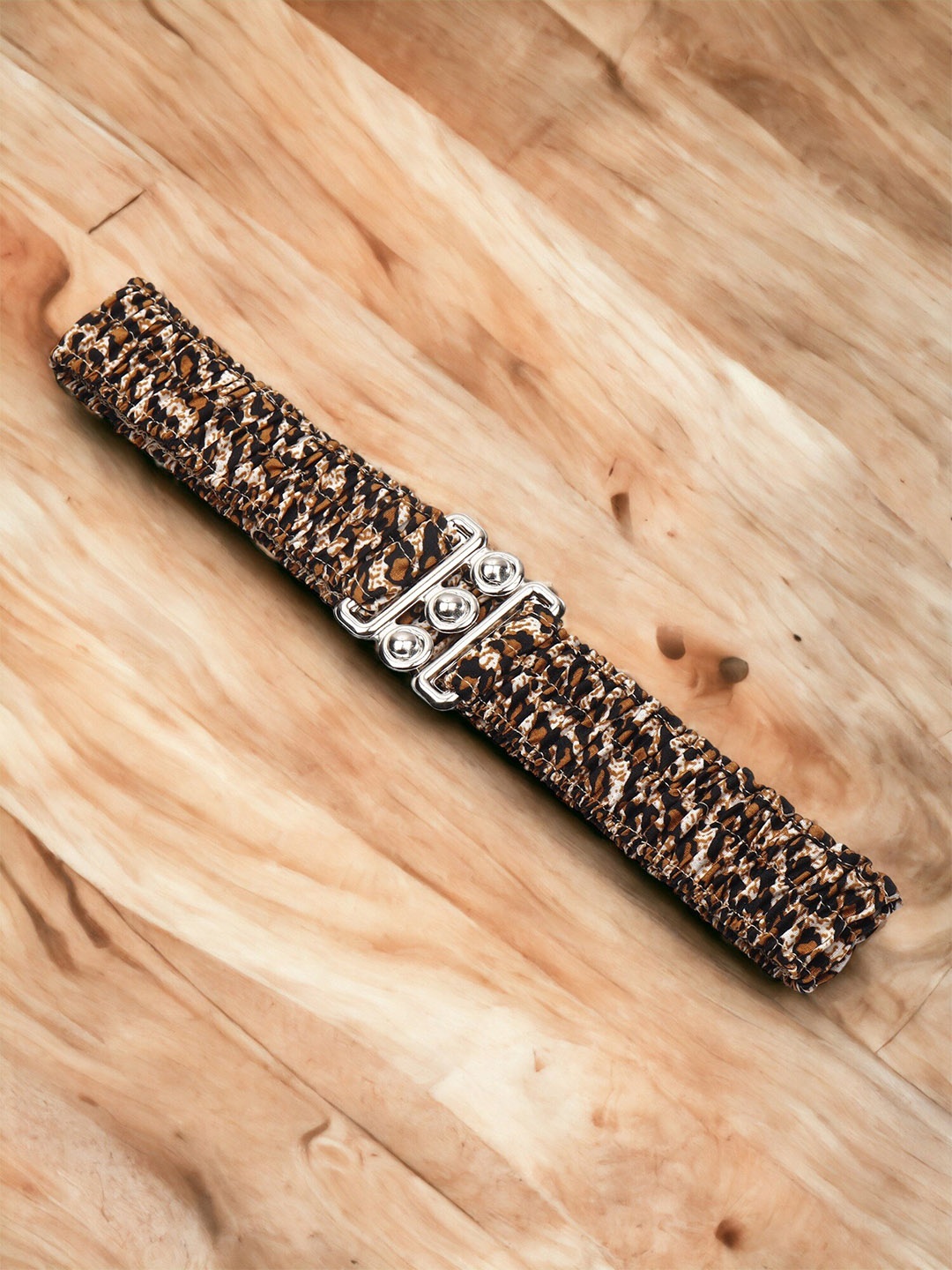 

ZORO Women Animal Printed Canvas Slim Belt, Beige