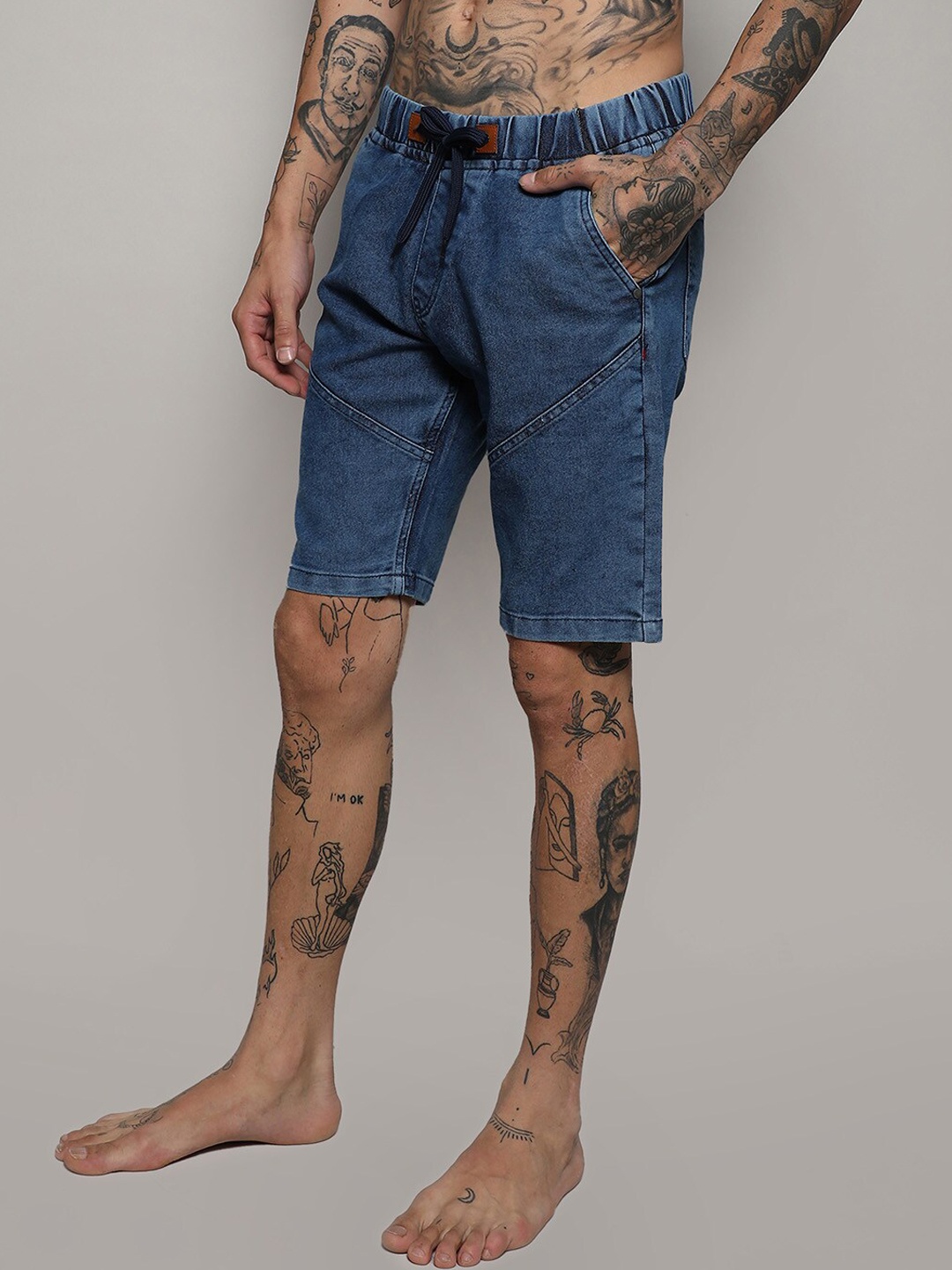

Campus Sutra Men Blue Outdoor Denim Shorts