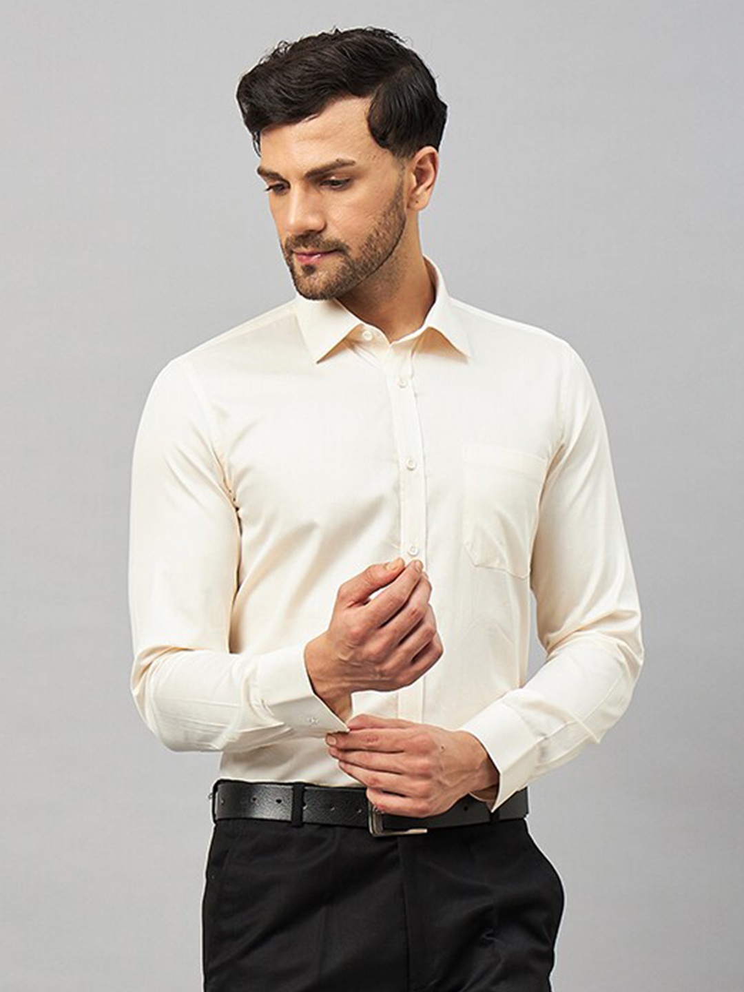 LOUIS STITCH Comfort Cotton Formal Shirt, Cream