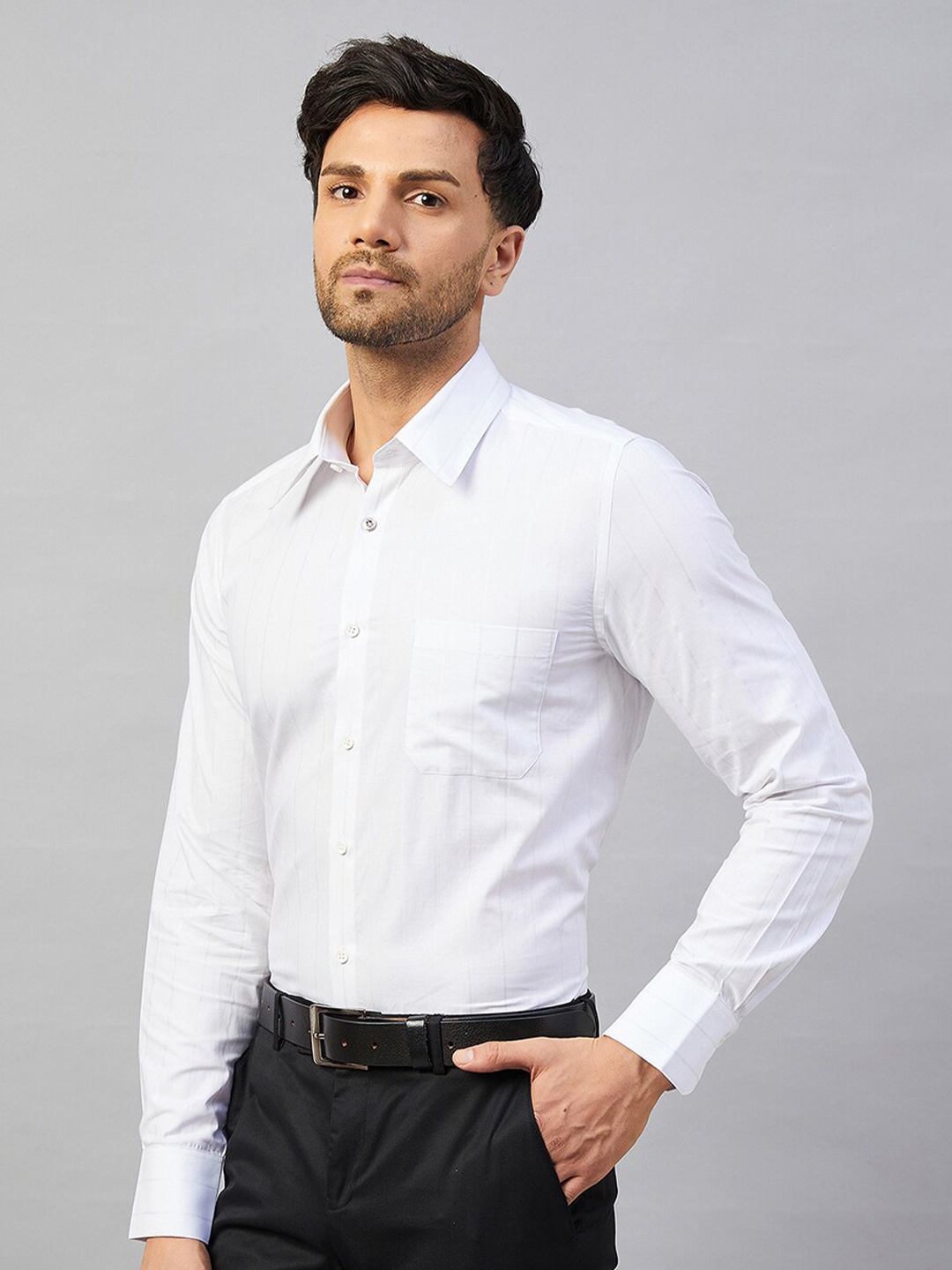 LOUIS STITCH Comfort Cotton Formal Shirt, White