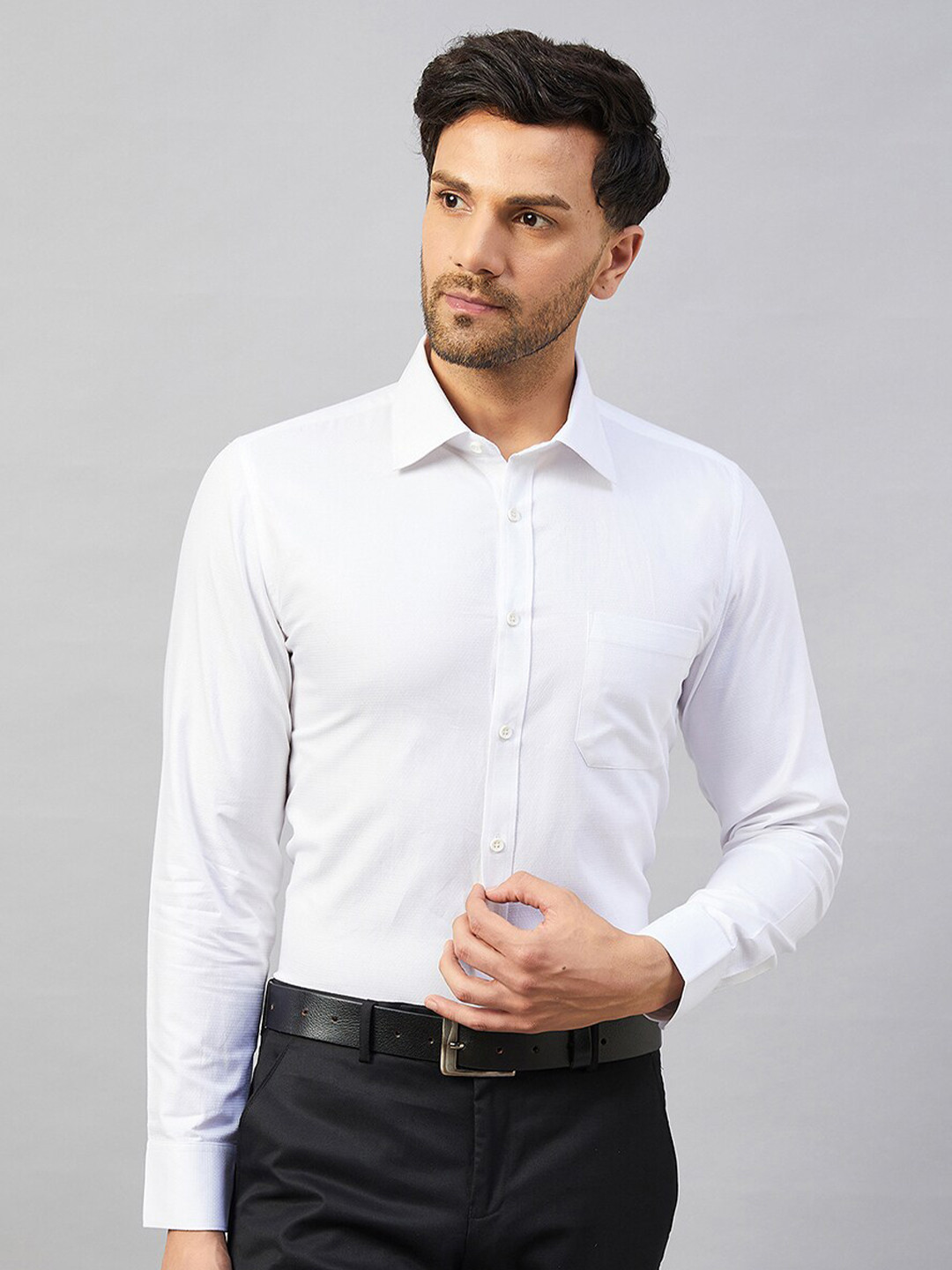 

LOUIS STITCH Comfort Spread Collar Cotton Formal Shirt, White