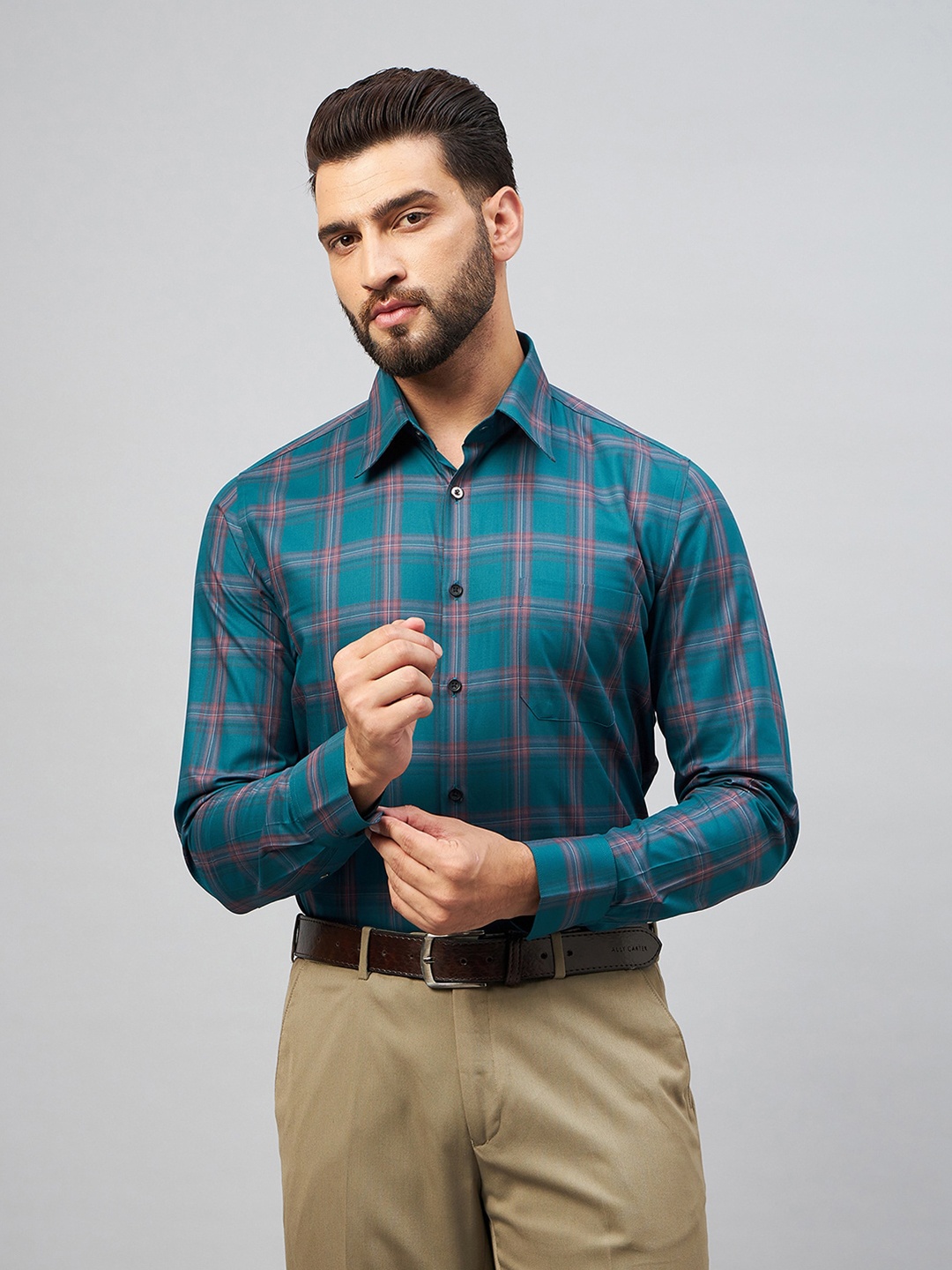 

LOUIS STITCH Comfort Tartan Checked Cotton Formal Shirt, Green