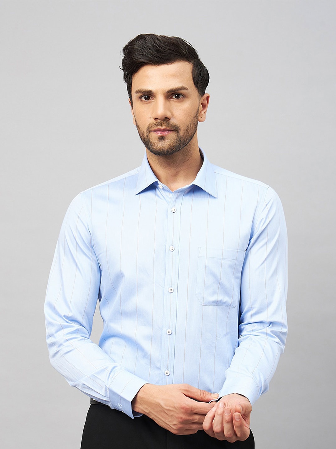 

LOUIS STITCH Comfort Striped Cotton Formal Shirt, White