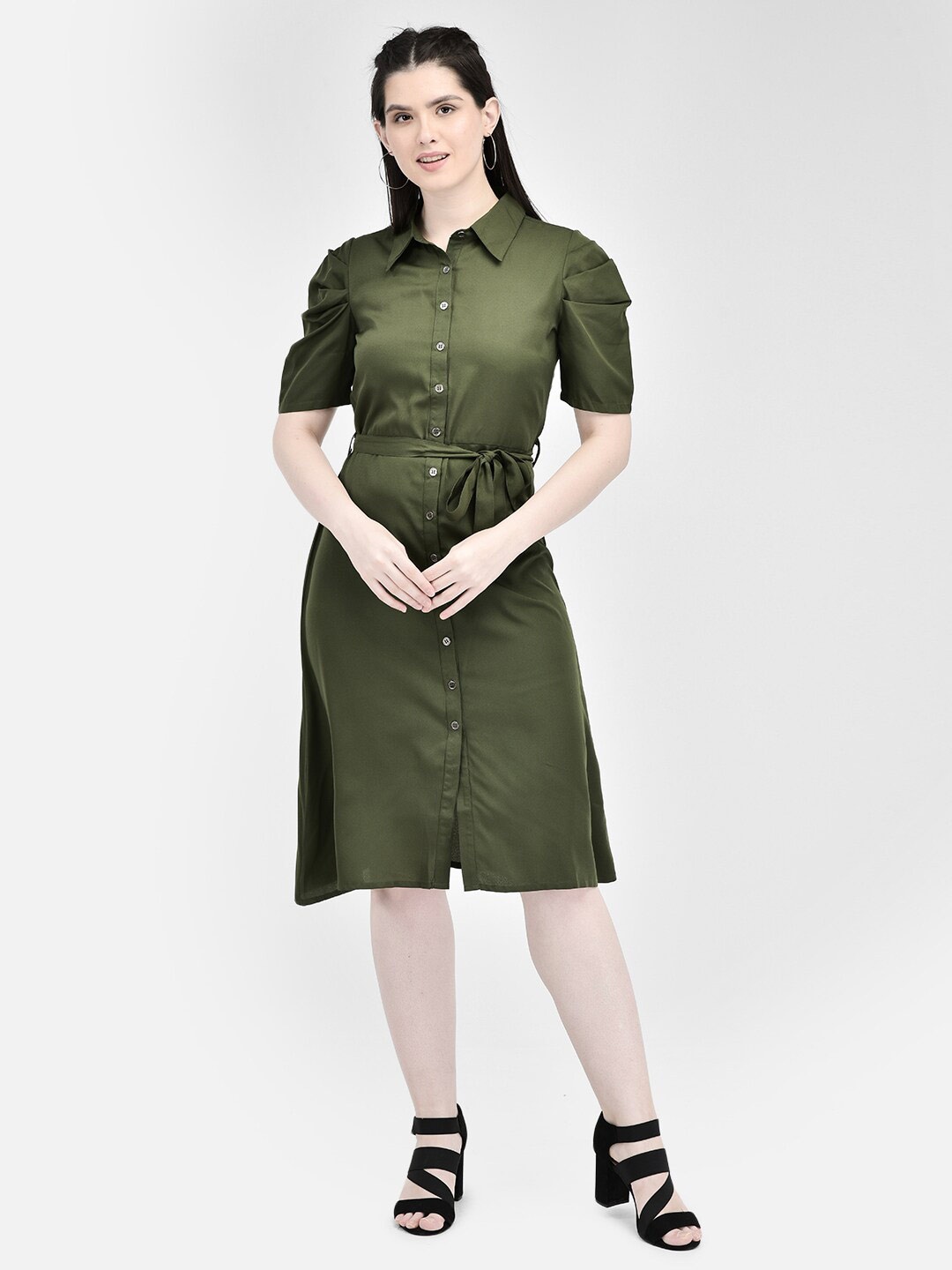 

Eavan Shirt Collar Shirt Dress, Green
