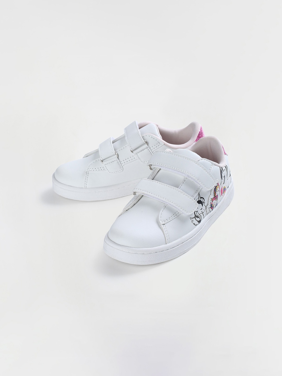 

max Girls Printed Velcro Sneakers, White