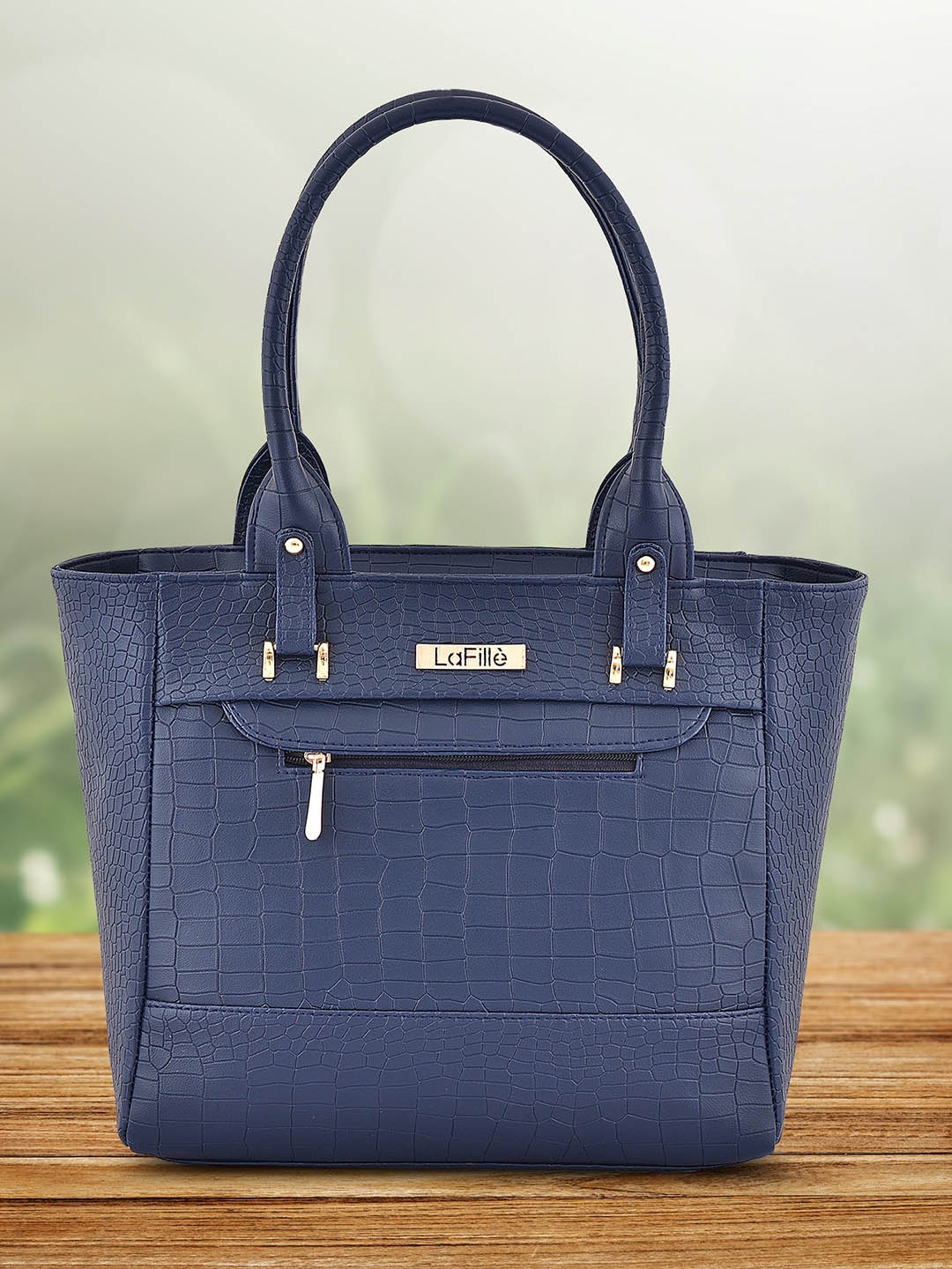 

LaFille PU Oversized Structured Shoulder Bag with Quilted, Blue