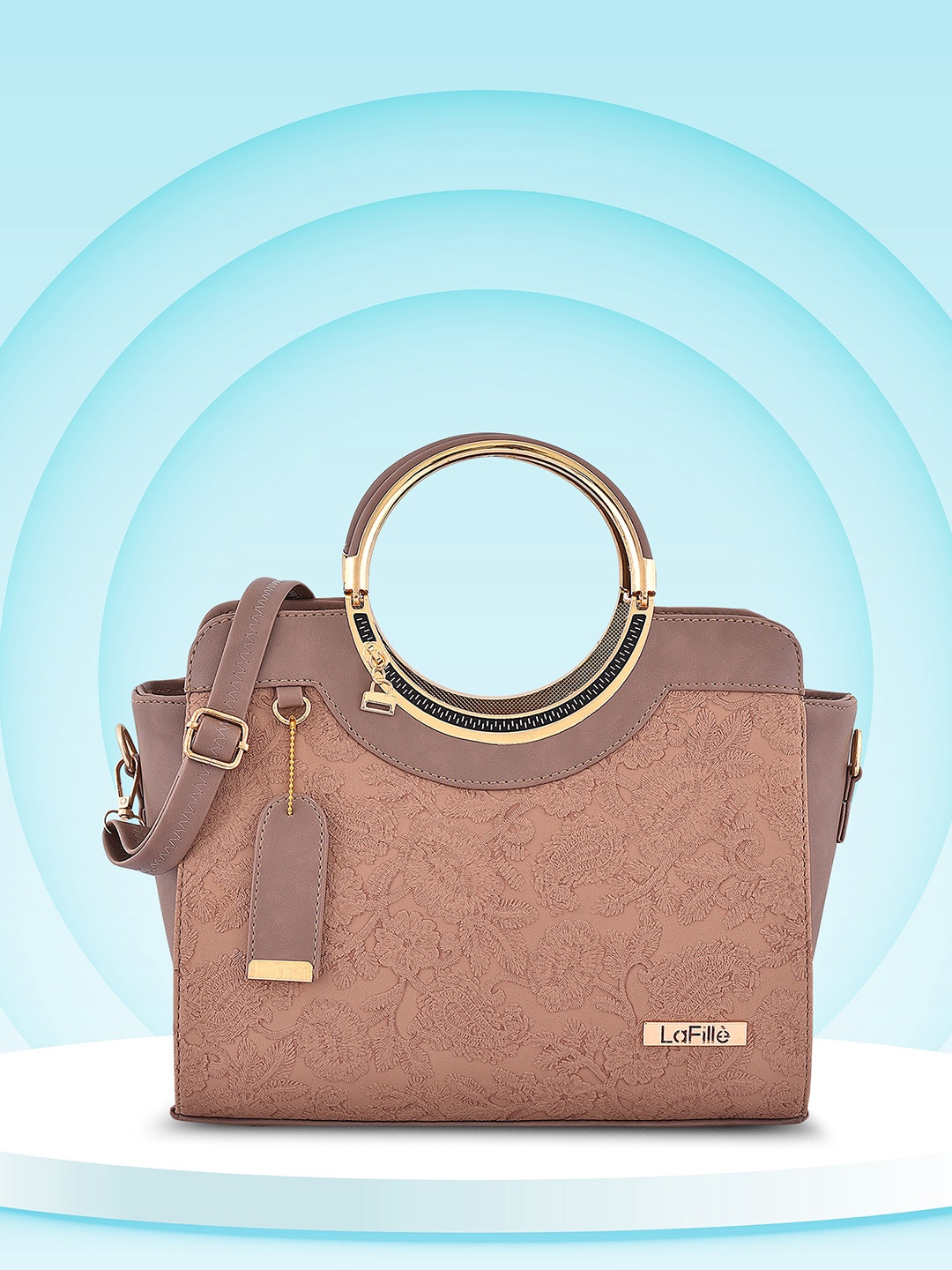 

LaFille Floral Textured Handheld Bag, Beige