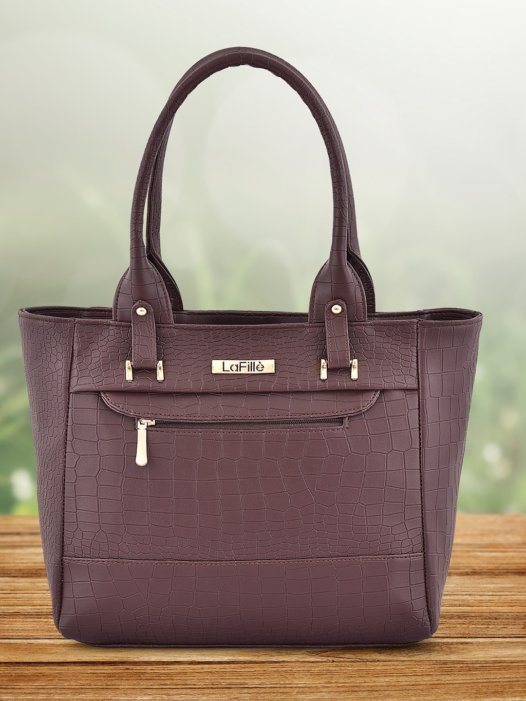 

LaFille PU Textured Structured Shoulder Bag, Brown