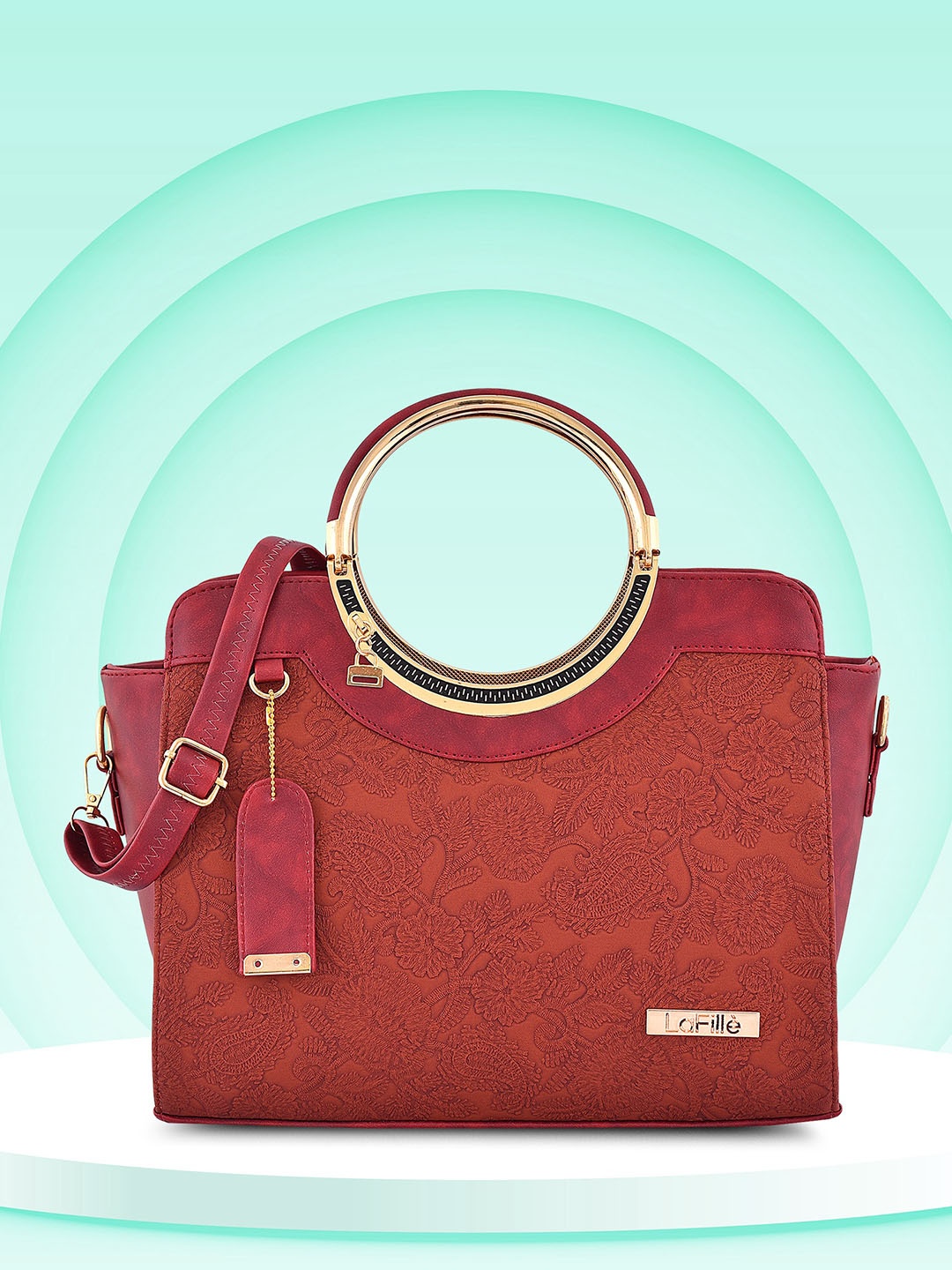 

LaFille Floral Textured Handheld Bag, Maroon