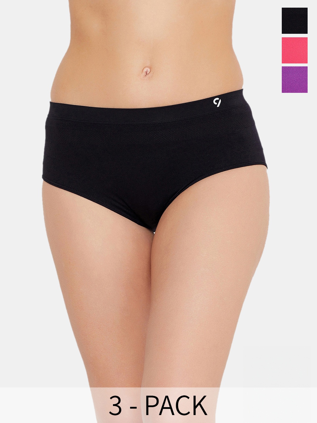 

C9 AIRWEAR Pack Of 3 Mid-Rise Seamless Hipster Briefs M1174_Pack1, Black