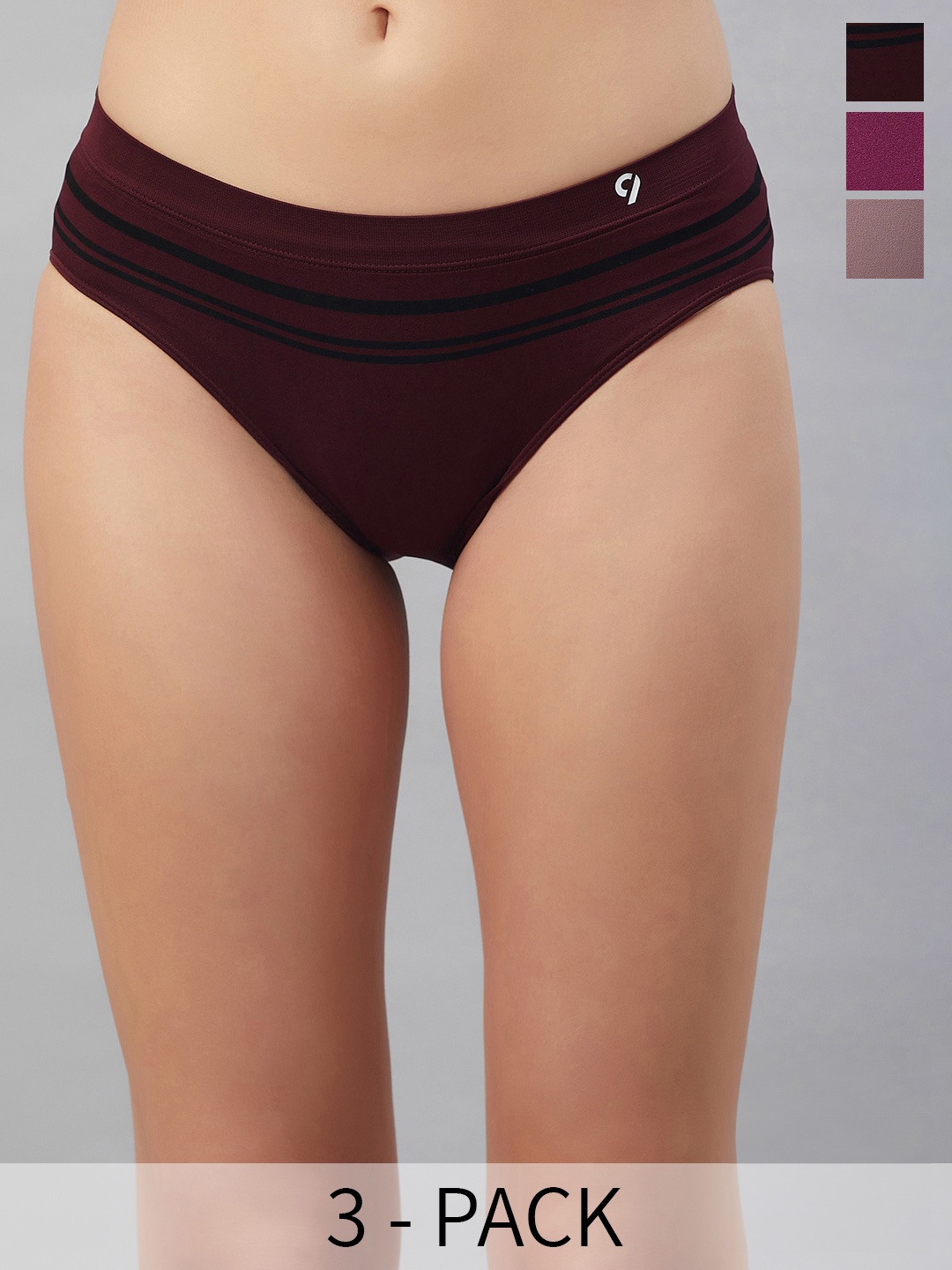 

C9 AIRWEAR Pack Of 3 Mid Rise Seamless Bikini Briefs M1117_Pack20, Brown