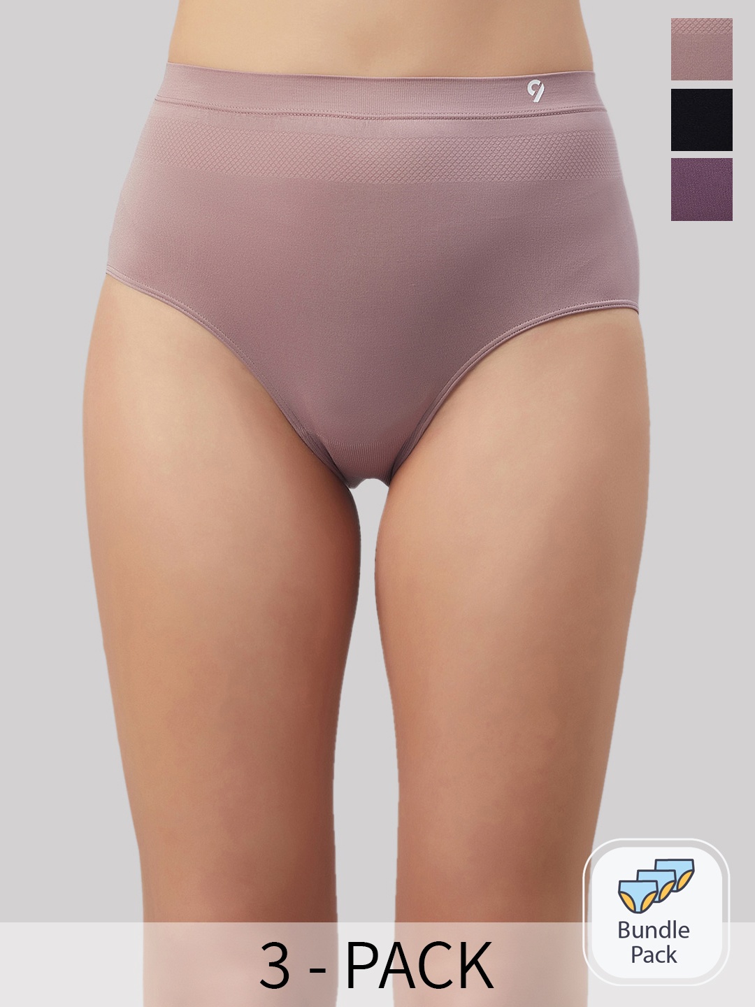 

C9 AIRWEAR Pack Of 3 High Rise Seamless Hipster Briefs M1174_Pack10, Mauve