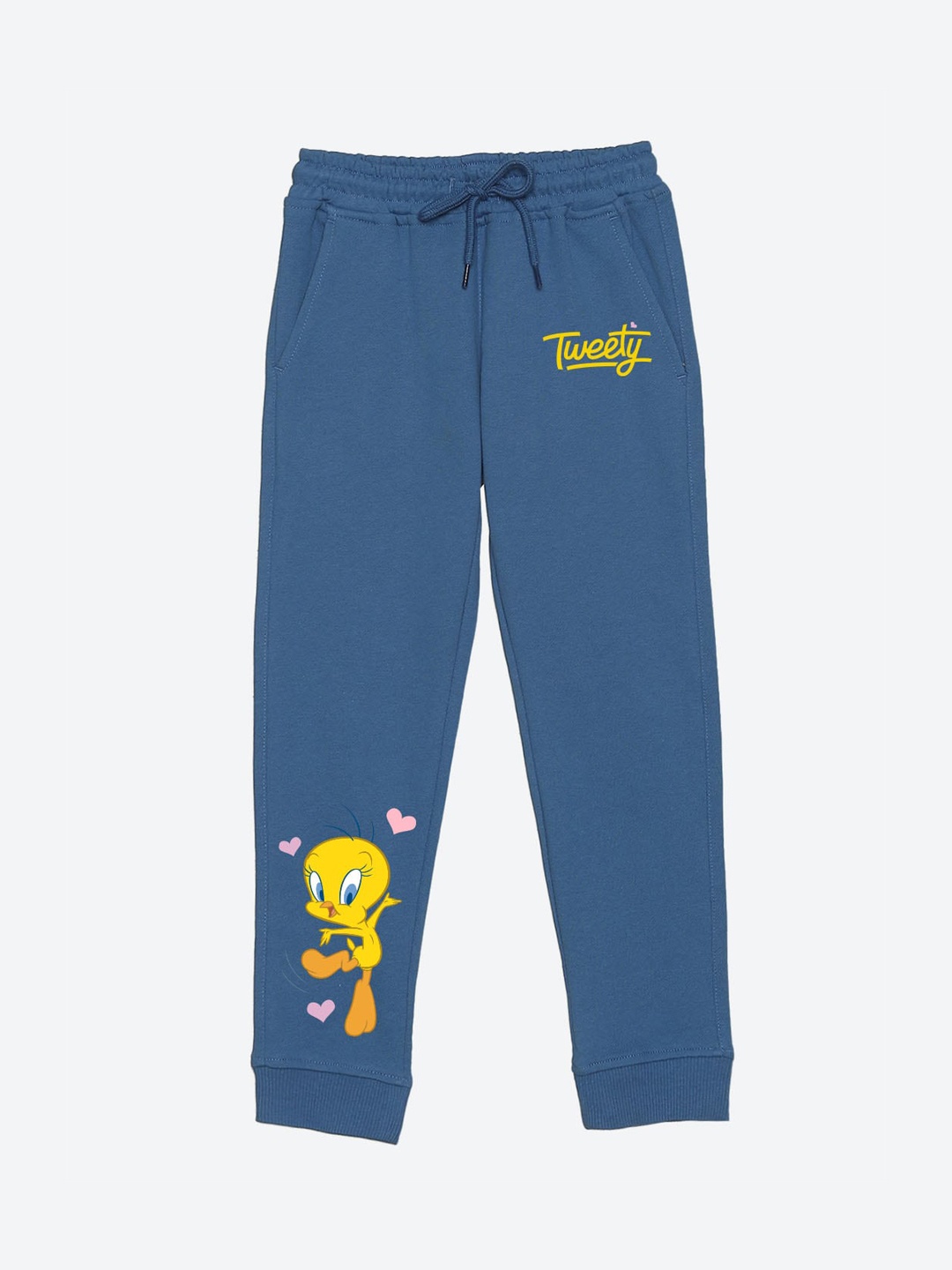 

YK Warner Bros Girls Humour and Comic Tweety Graphic Printed Joggers, Blue