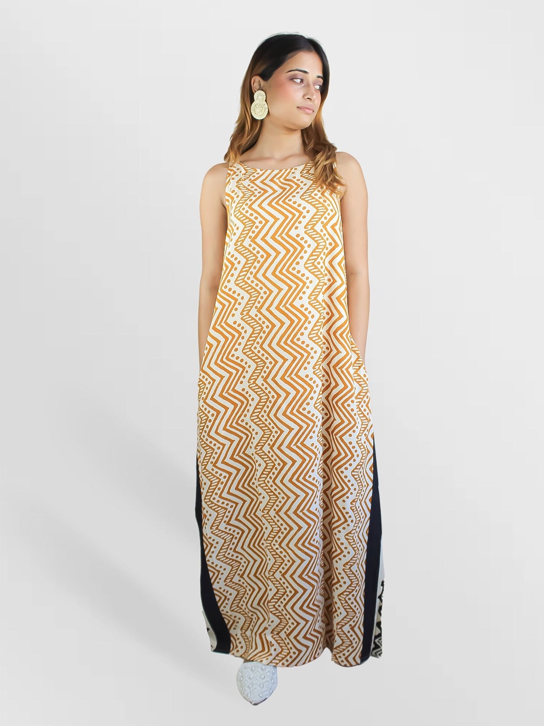 

Be Sunset Ibiza Geometric Printed Maxi Dress, Mustard
