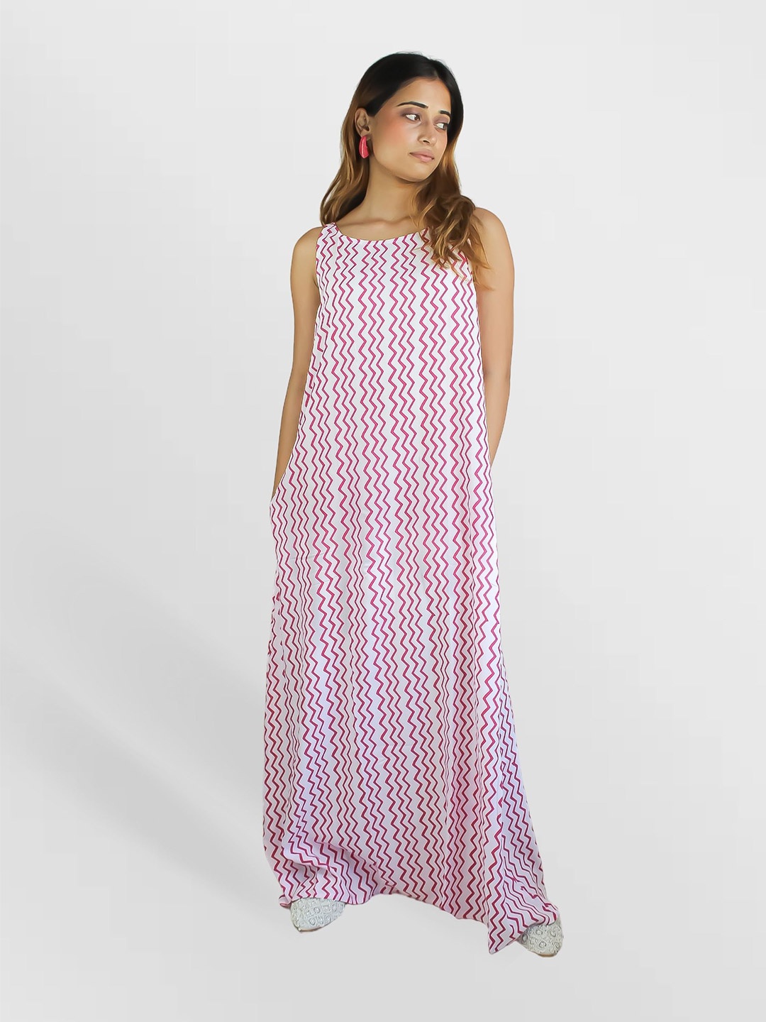 

Be Sunset Ibiza Geometric Printed Maxi Dress, Red