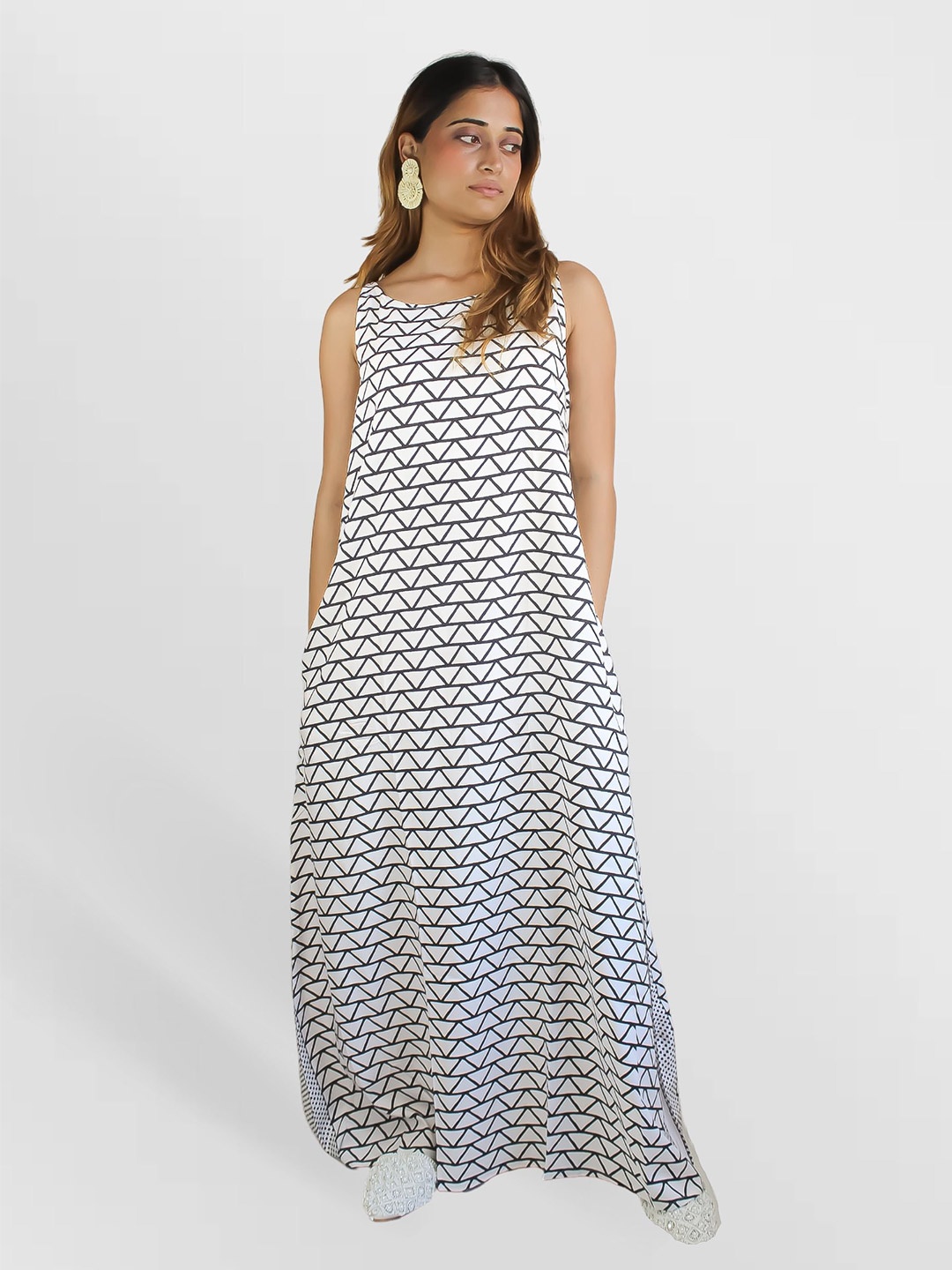 

Be Sunset Ibiza Printed A-Line Maxi Dress, Black