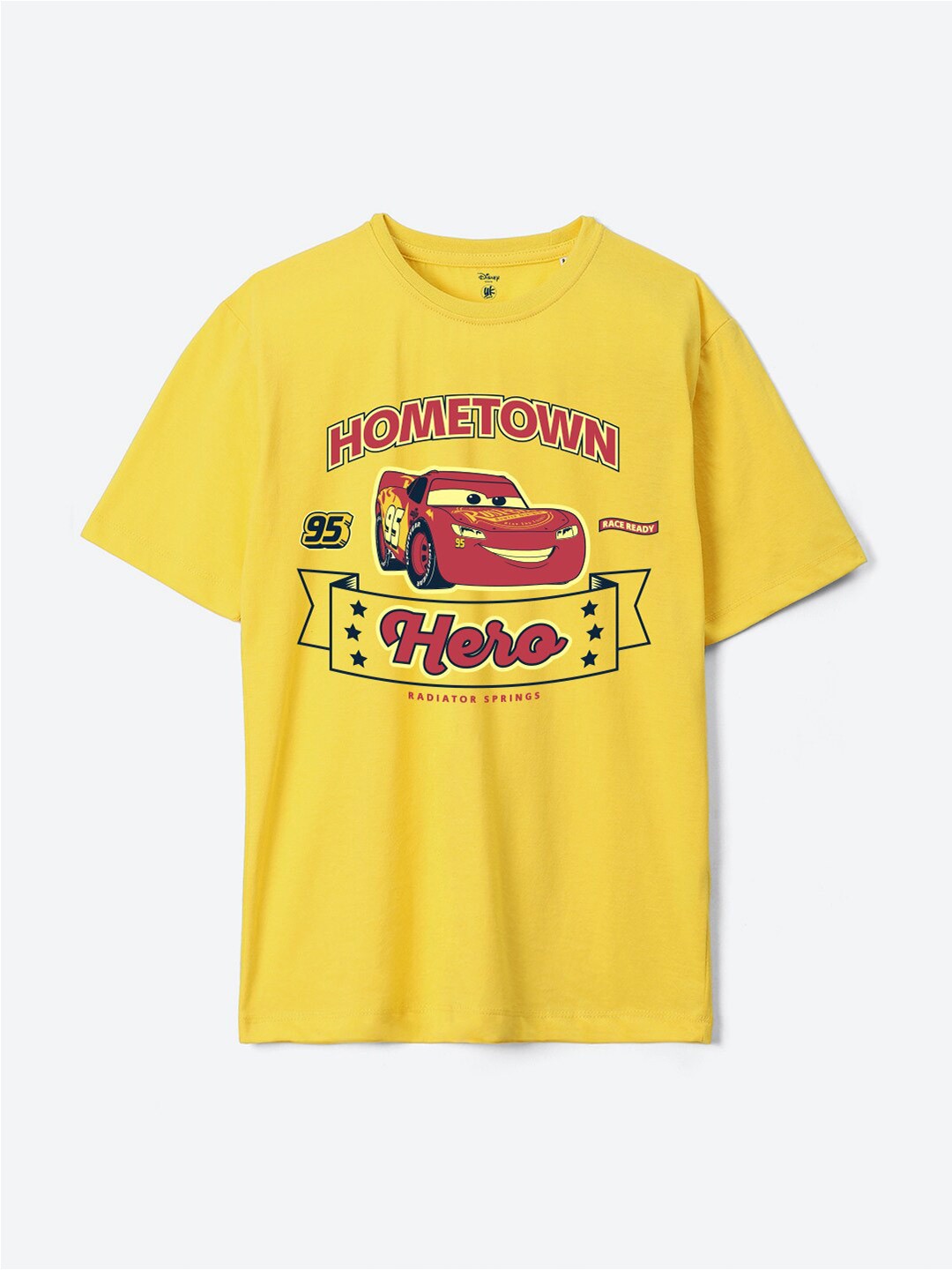 

YK Disney Boys Cars Graphic Printed Pure Cotton T-Shirt, Yellow