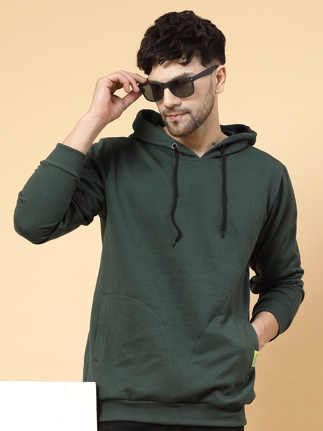 

Rigo Solid Casual Hooded Pullover Sweatshirt, Green