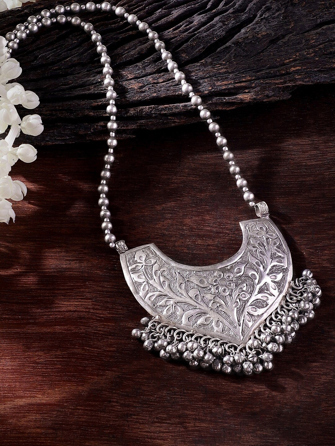 

Rubans Silver-Plated Oxidised Necklace