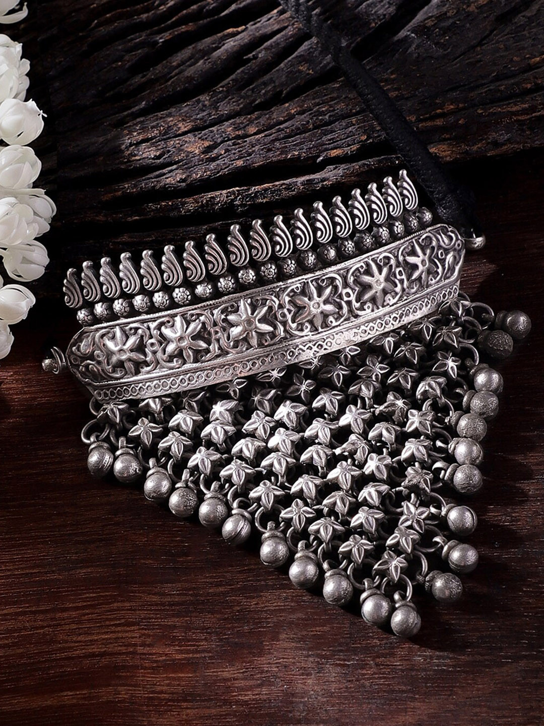 

Rubans Silver-Plated Oxidized Choker Necklace