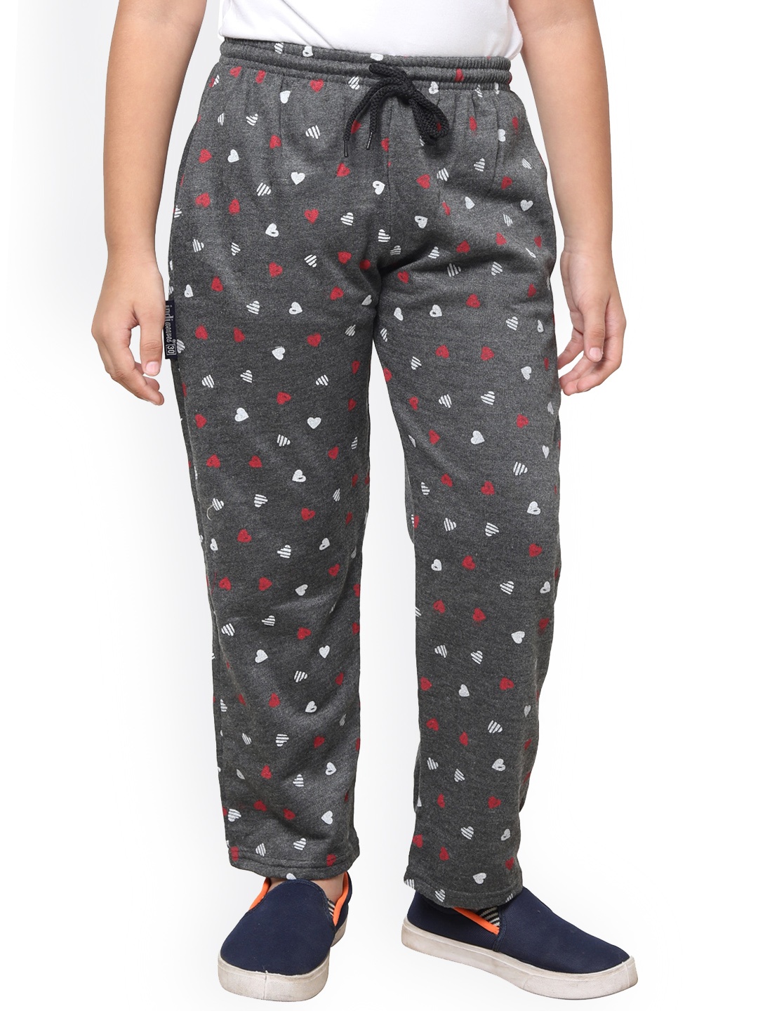 

IndiWeaves Boys Printed Fleece Track Pants, Grey