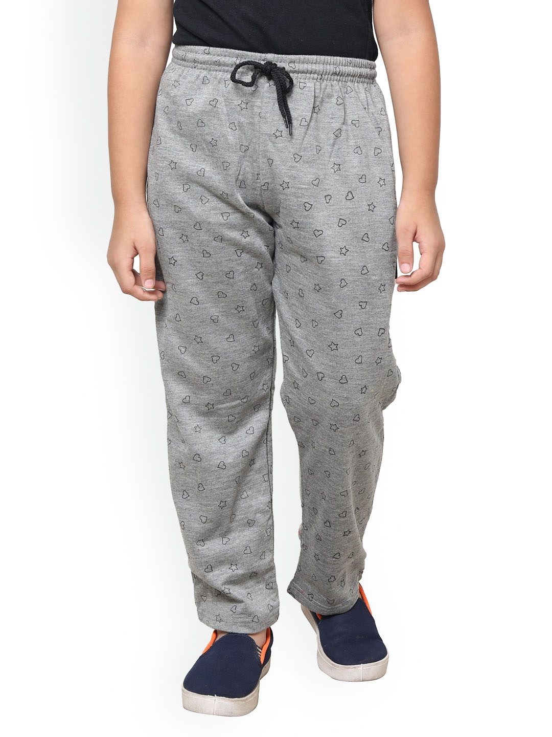 

IndiWeaves Boys Printed Fleece Track Pants, Grey