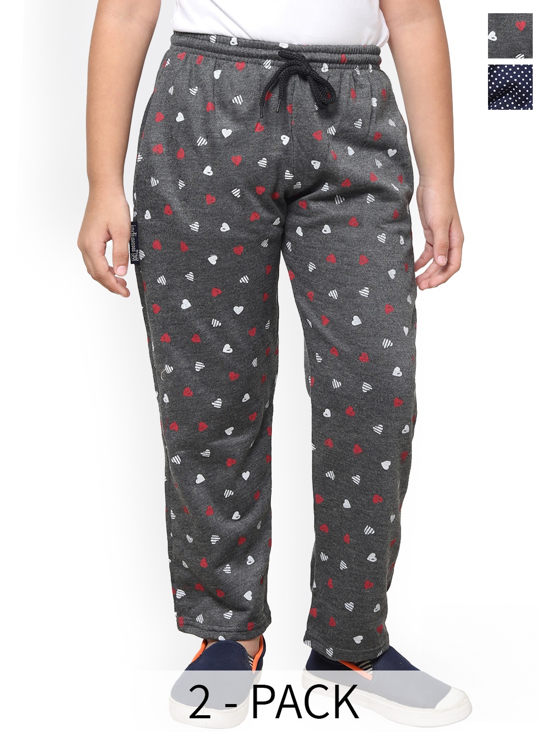

IndiWeaves Boys Pack of 2 Mid-Rise Fleece Track Pants, Grey