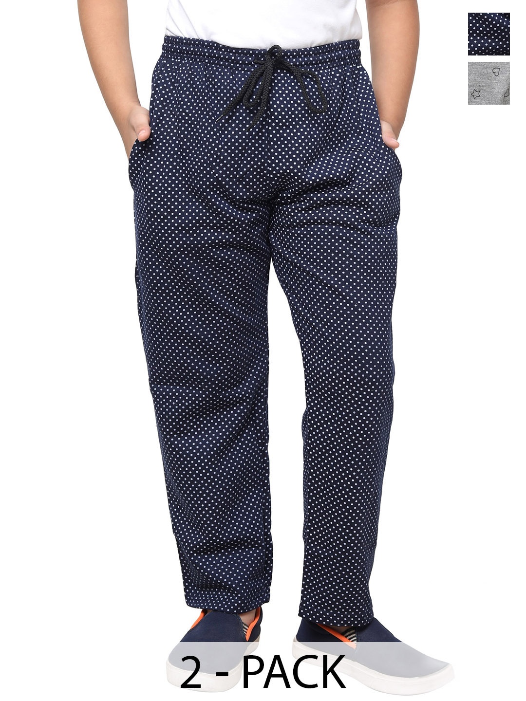 

IndiWeaves Pack Of 2 Boys Mid-Rise Fleece Track Pants, Navy blue