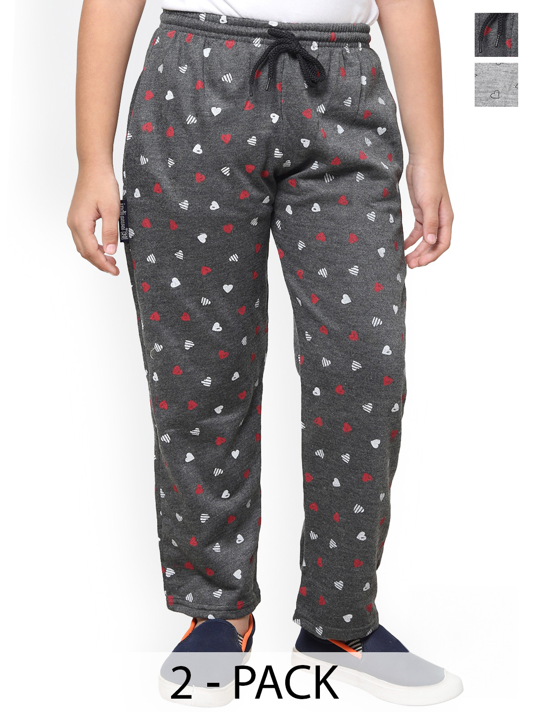 

IndiWeaves Boys Pack Of 2 Printed Fleece Track Pants, Charcoal