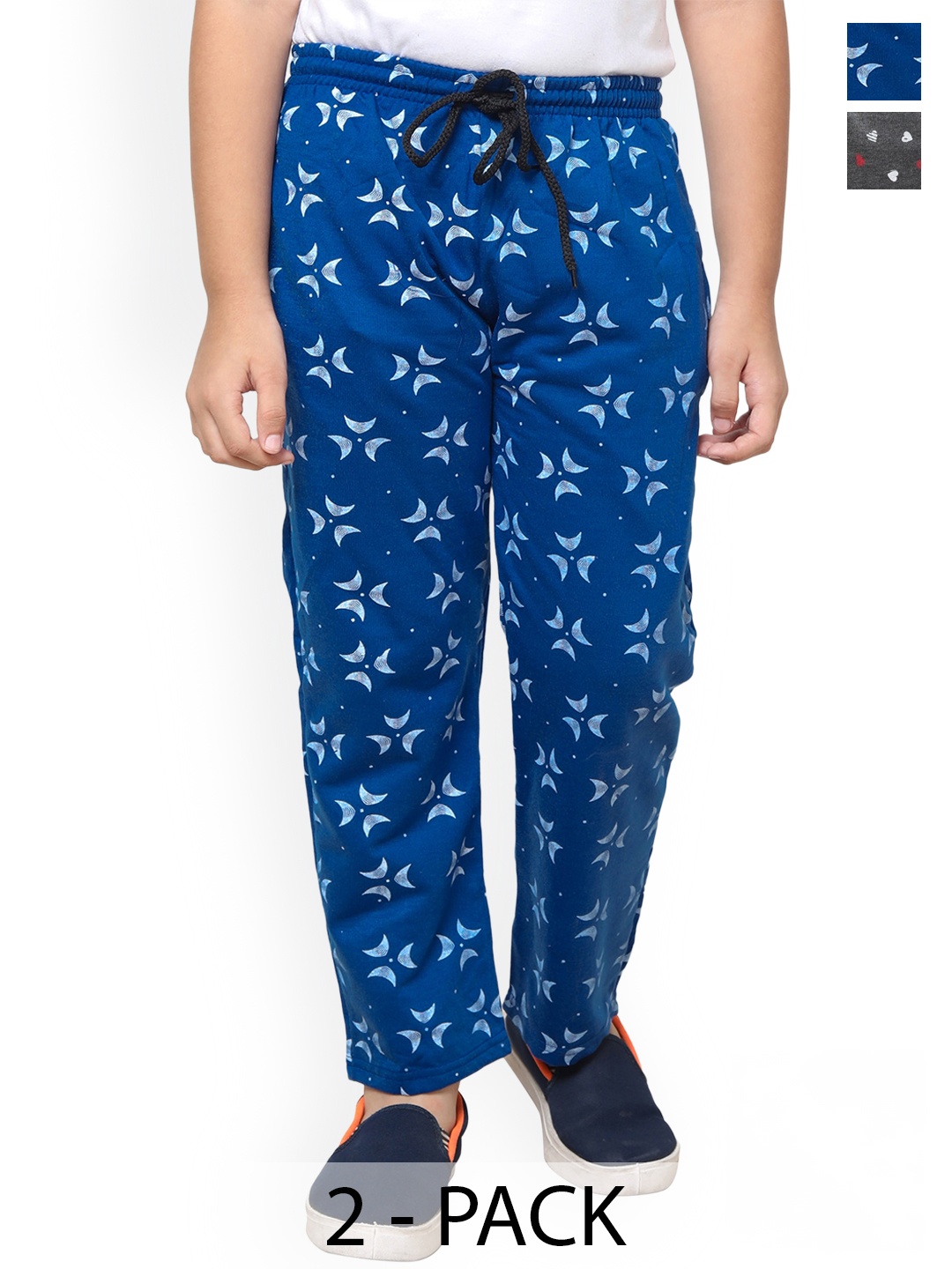 

IndiWeaves Boys Pack Of 2 Printed Fleece Track Pants, Blue