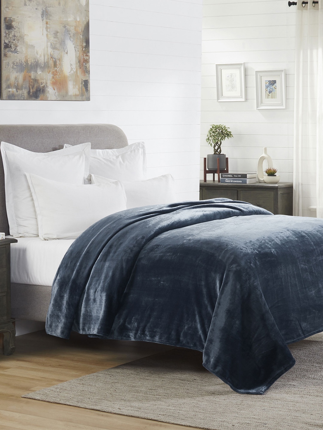 

MYTRIDENT Blue Microfiber AC Room Double Bed Blanket