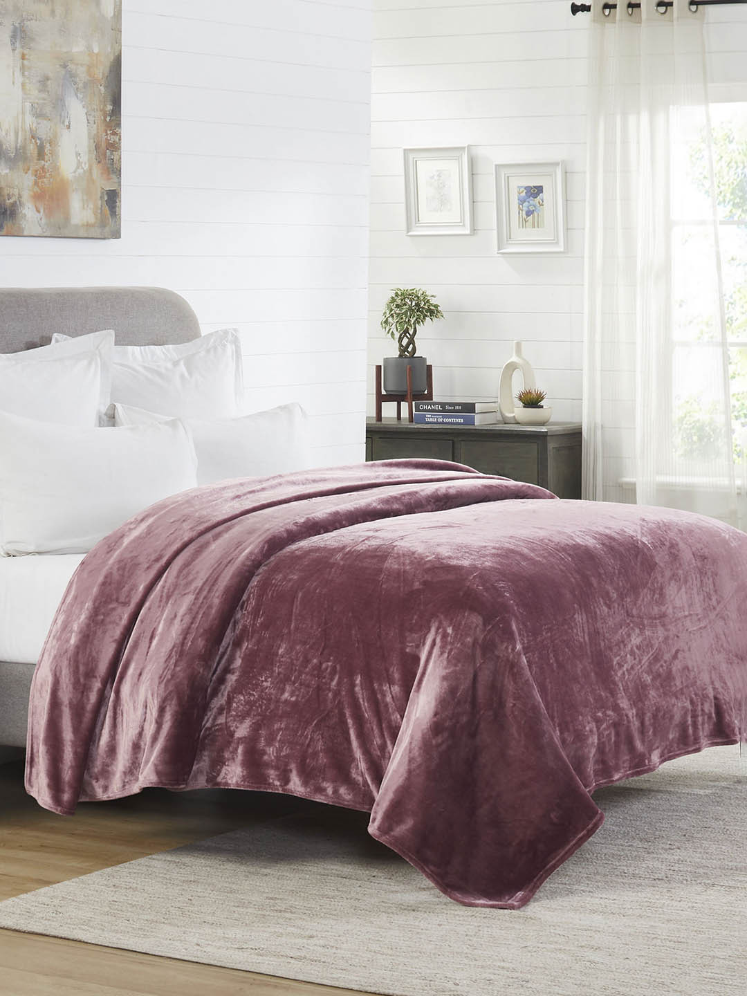 

MYTRIDENT Purple Microfiber AC Room 290 GSM Double Bed Blanket
