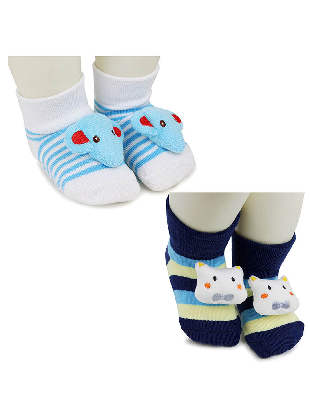 

BAESD Infants Pack Of 2 Patterned Ankle Length Socks, Navy blue