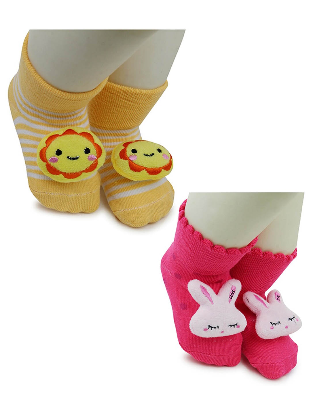 

BAESD Infants Pack Of 2 Patterned Above Ankle Length Socks, Yellow