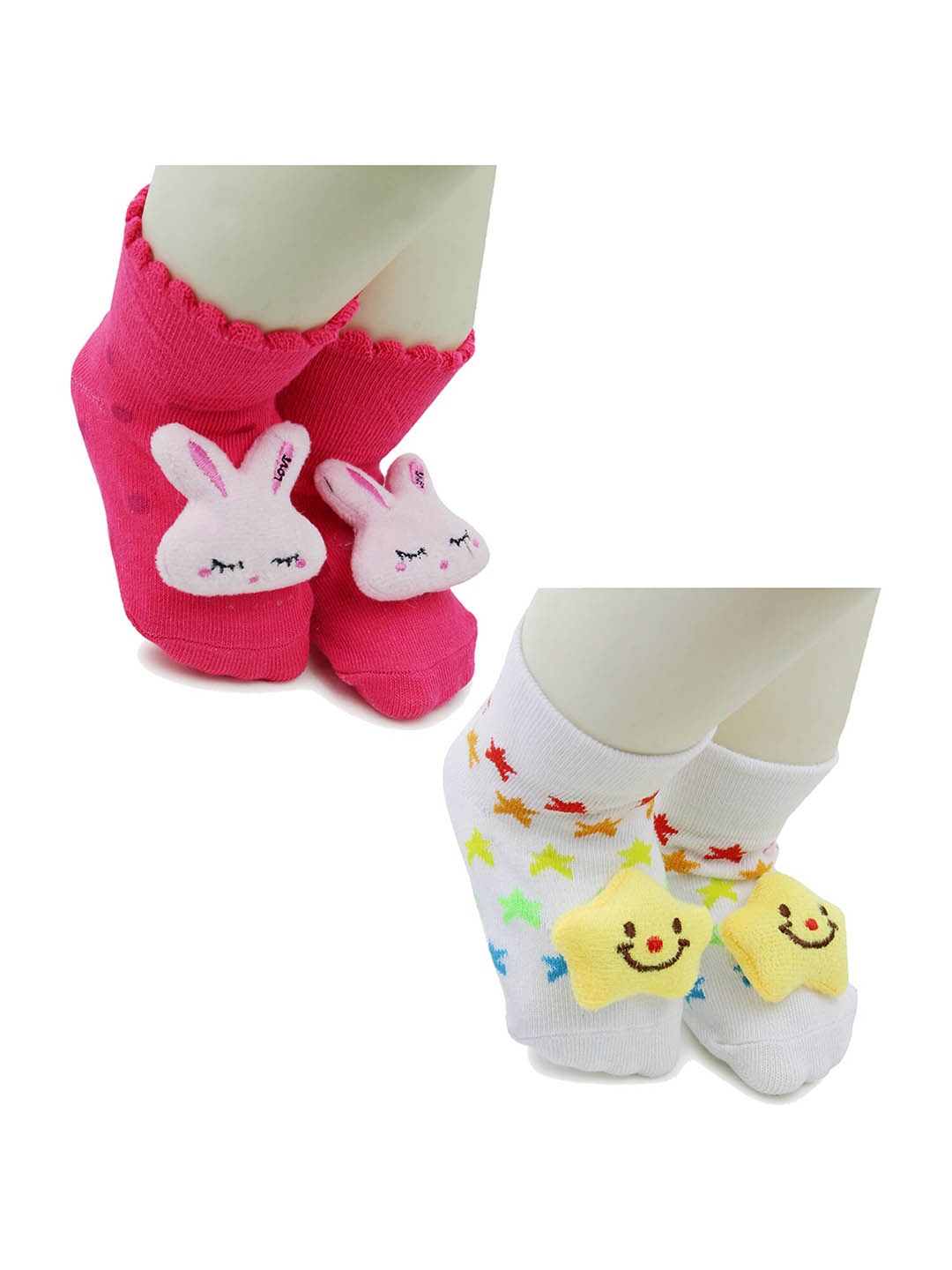 

BAESD Infants Pack Of 2 Patterned Anti-Skid Cotton Above Ankle Length Socks, Pink
