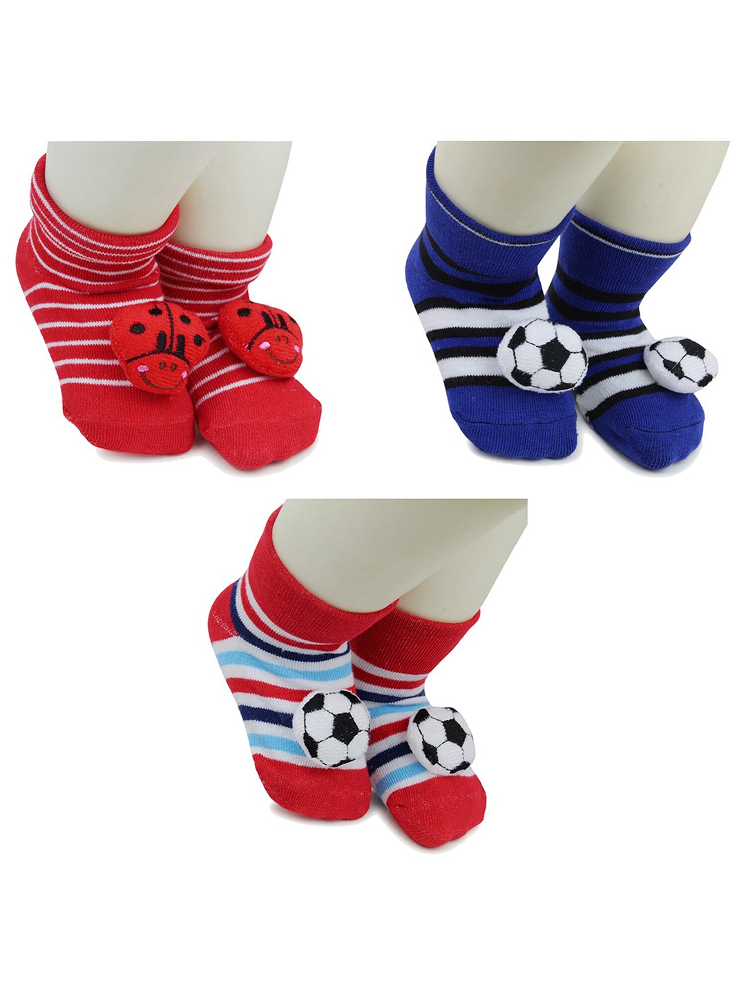 

BAESD Infants Pack Of 3 Patterned Ankle Length Socks, Red