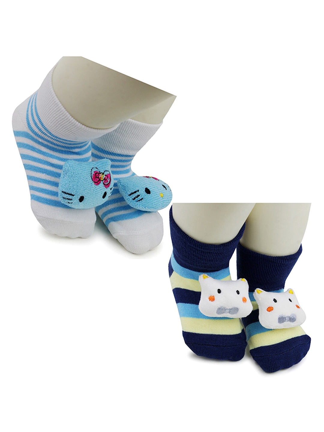 

BAESD Infants Pack Of 2 Patterned Anti-Skid Cotton Ankle Length Socks, Blue