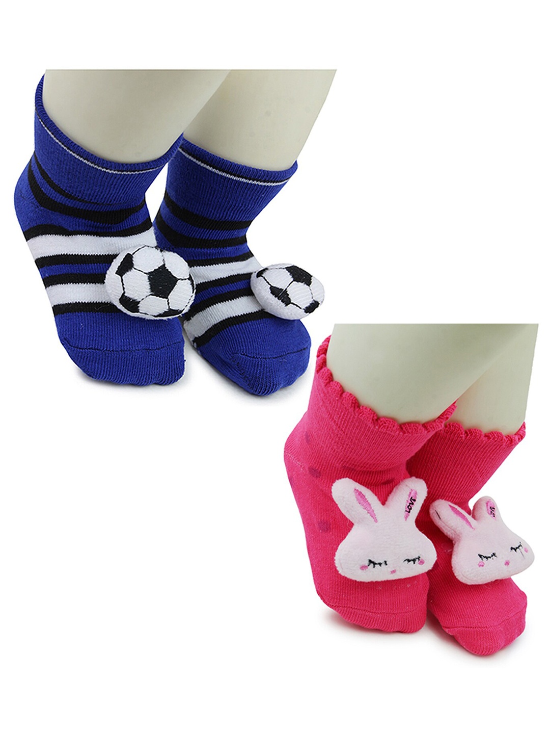 

BAESD Infants Pack Of 2 Patterned Ankle Length Socks, Navy blue