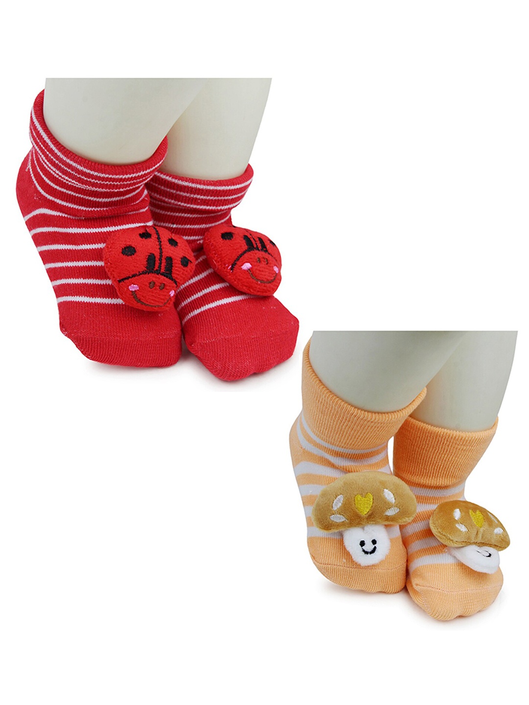 

BAESD Infants Pack Of 2 Patterned Anti-Skid Above Ankle Length Socks, Red