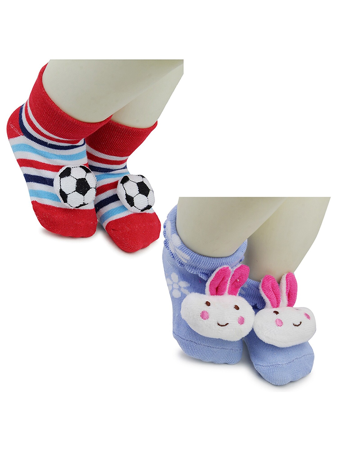 

BAESD Infants Pack Of 2 Patterned Anti-Skid Cotton Ankle Length Socks, Red