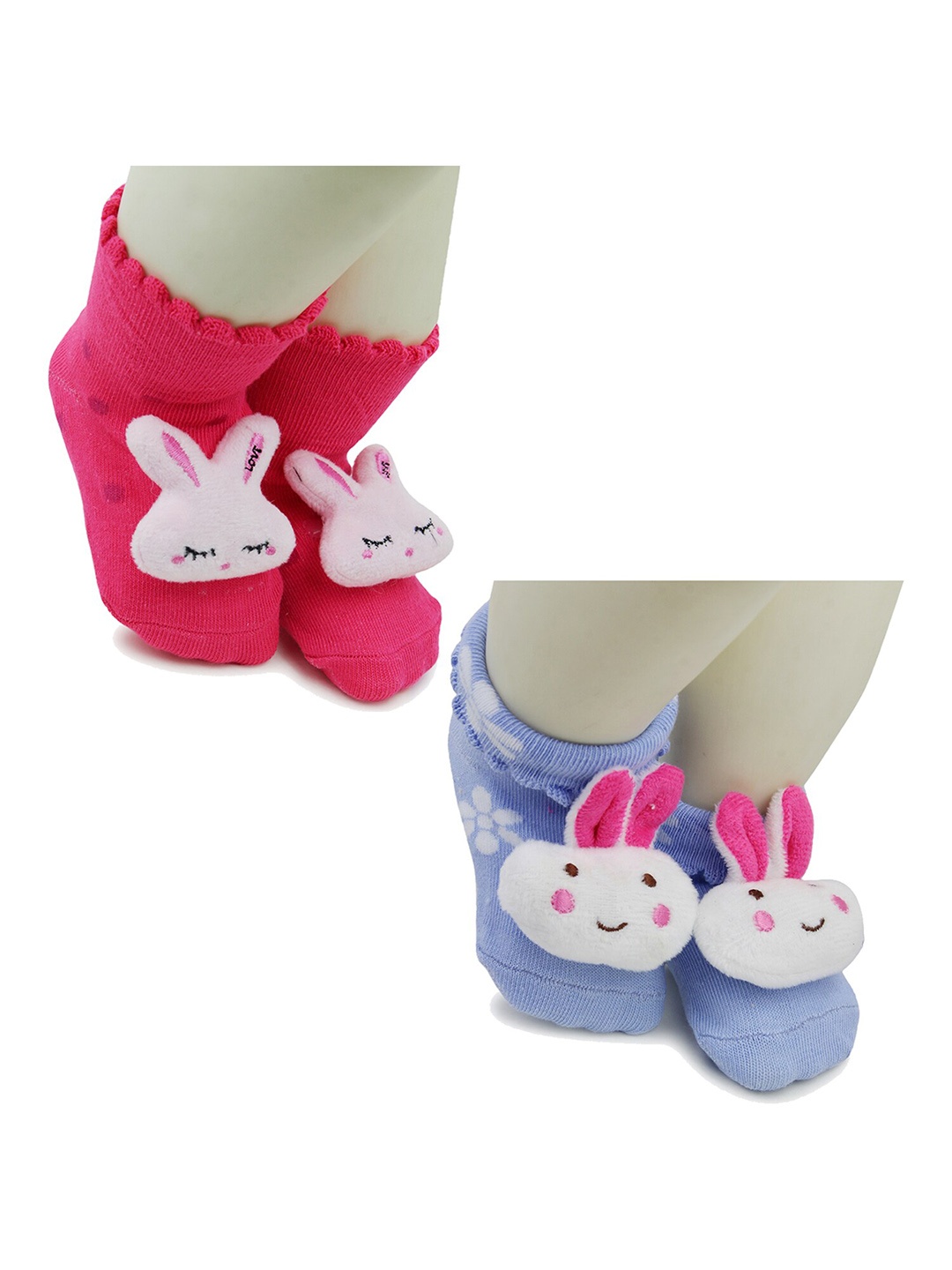 

BAESD Infants Pack Of 2 Patterned Anti-Skid Above Ankle Length Socks, Pink