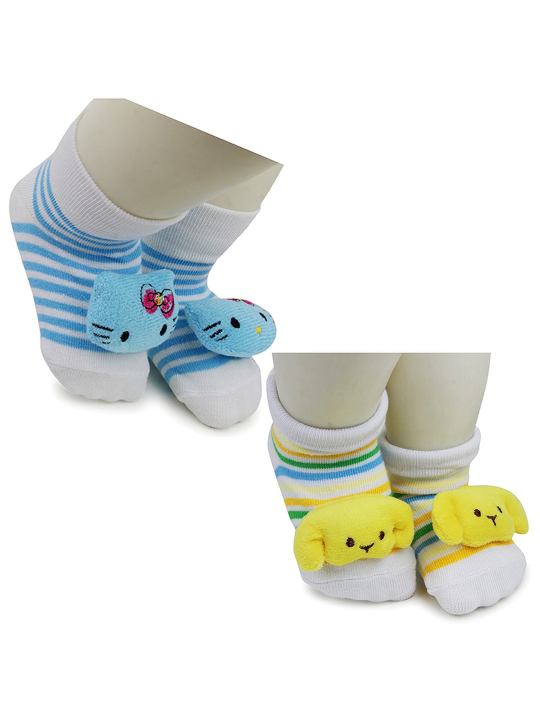 

BAESD Infants Pack Of 2 Applique Detail Anti-Skid Stretchable Ankle Length Socks, Blue