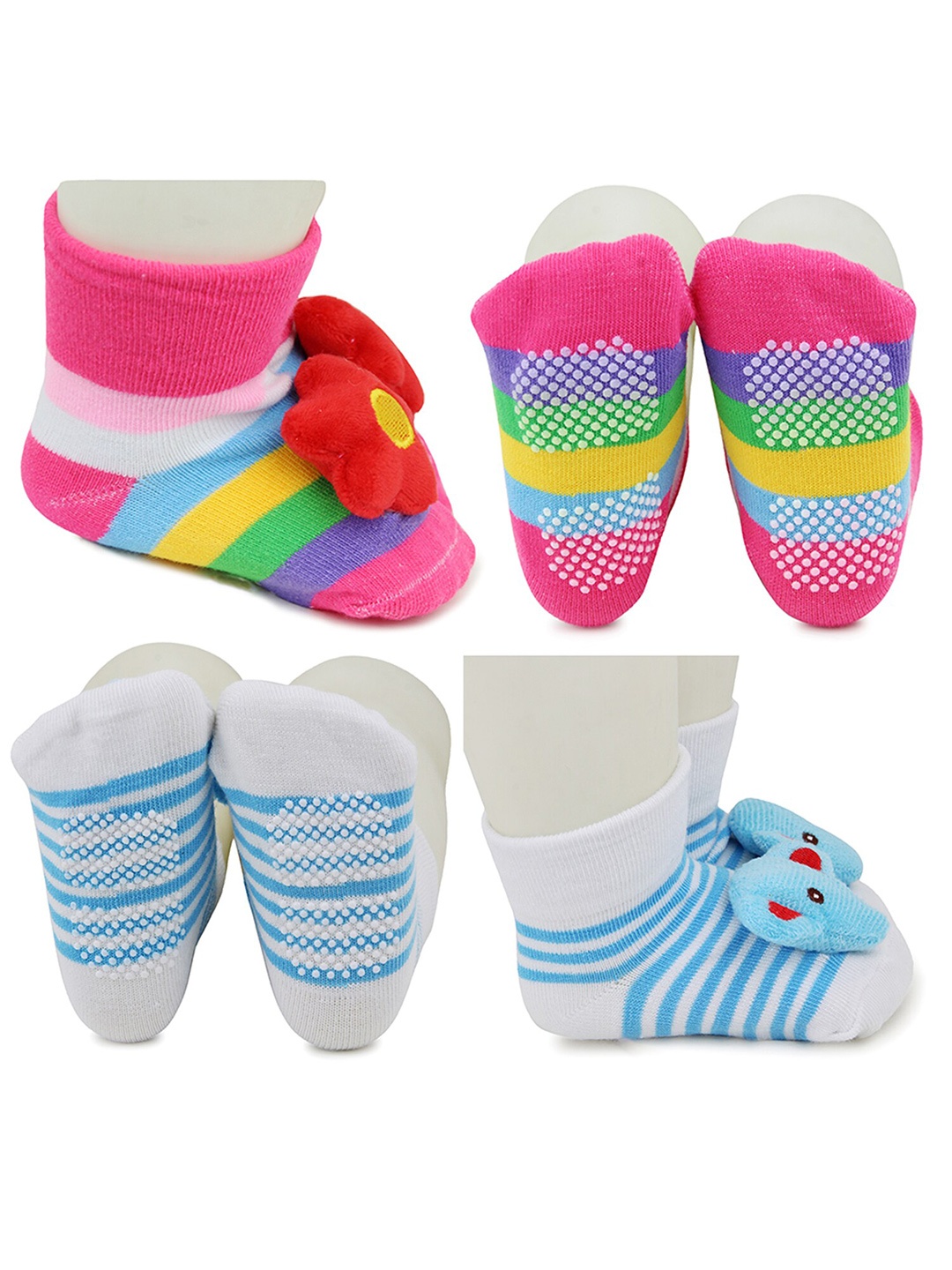 

BAESD Infants Pack Of 2 Striped Ankle Length Socks, Pink