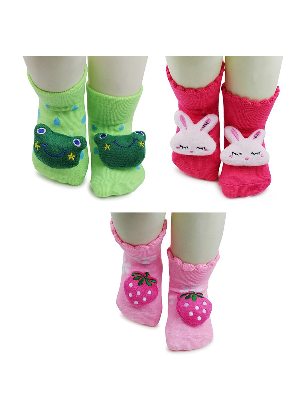 

BAESD Infants Pack Of 3 Patterned Ankle Length Socks, Green