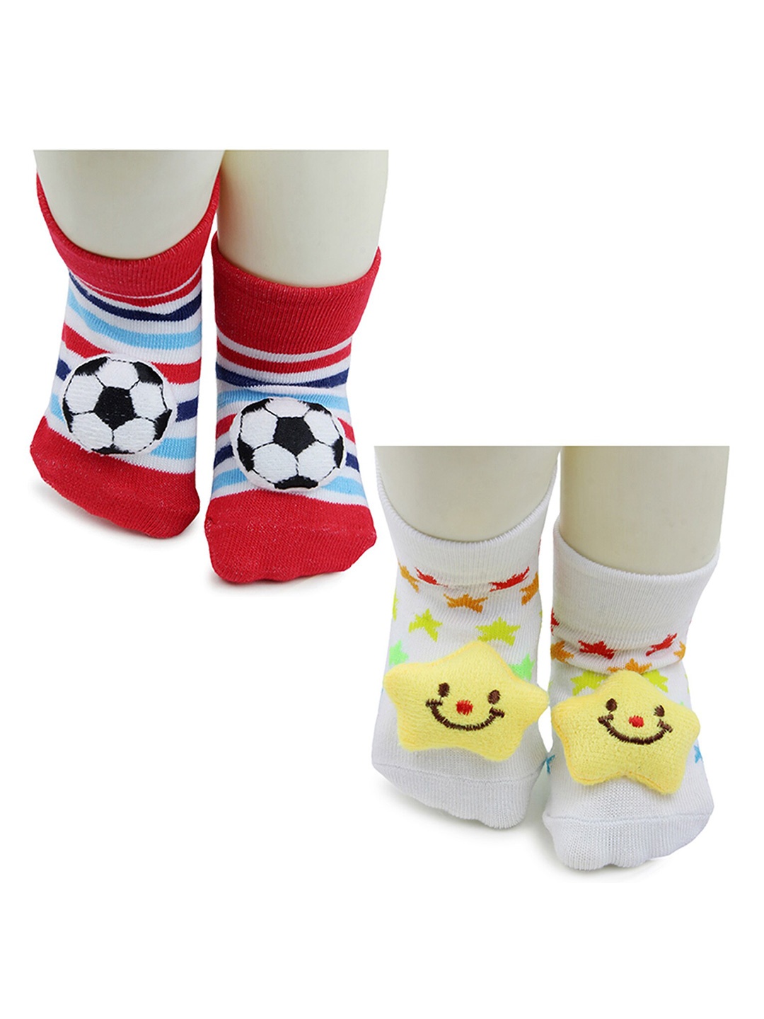 

BAESD Infants Pack Of 2 Patterned Ankle Length Socks, Red