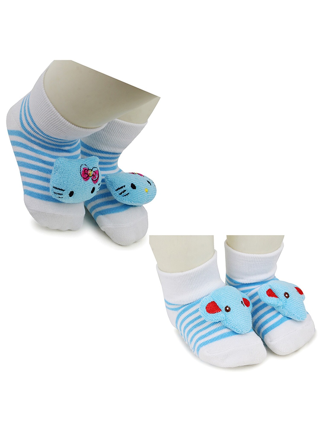 

BAESD Infants Pack Of 2 Printed Anti-Skid Ankle Length Socks, Blue